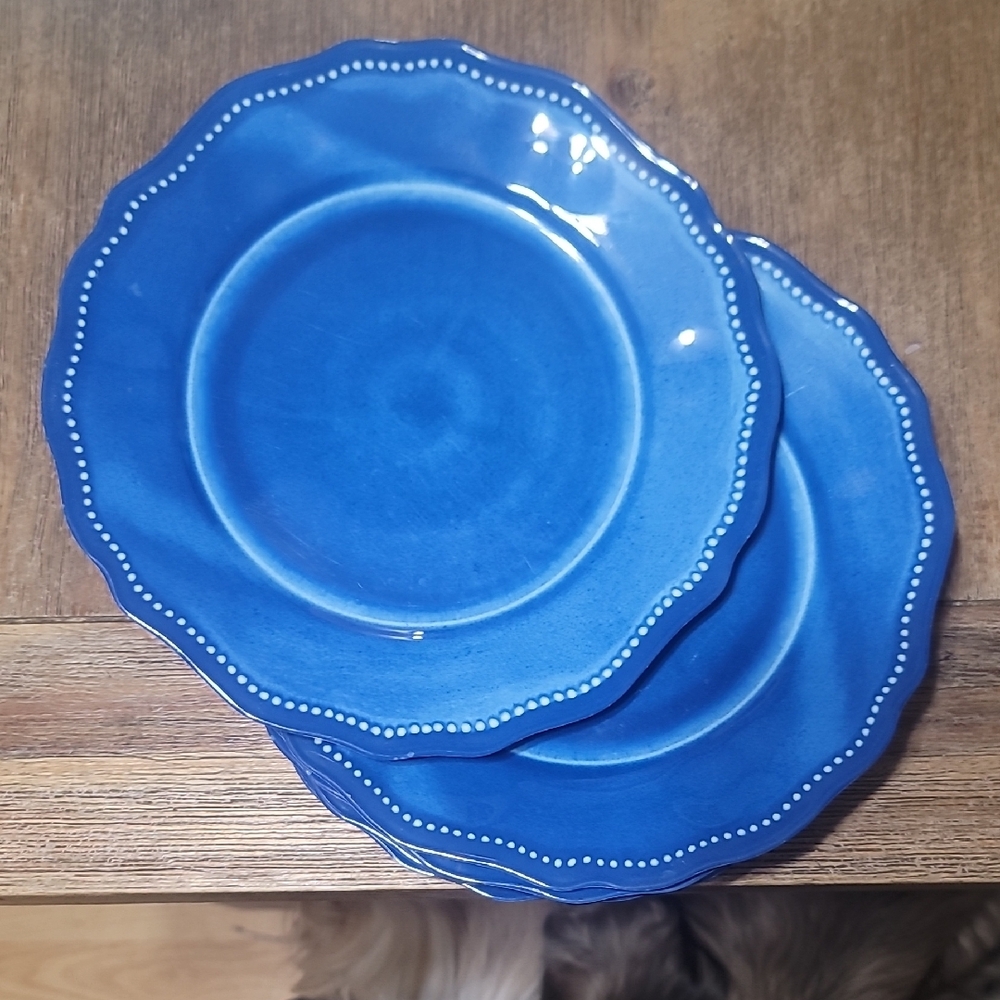 Blue Ruffle Salad Plates.  Set Of 6.
